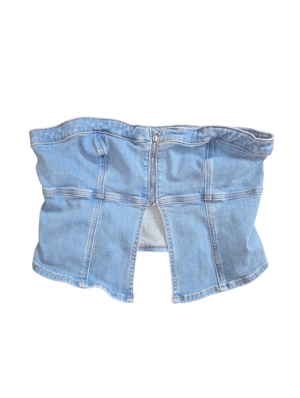 American EaglebLight Wash Denim Strapless Bustier Top Size L